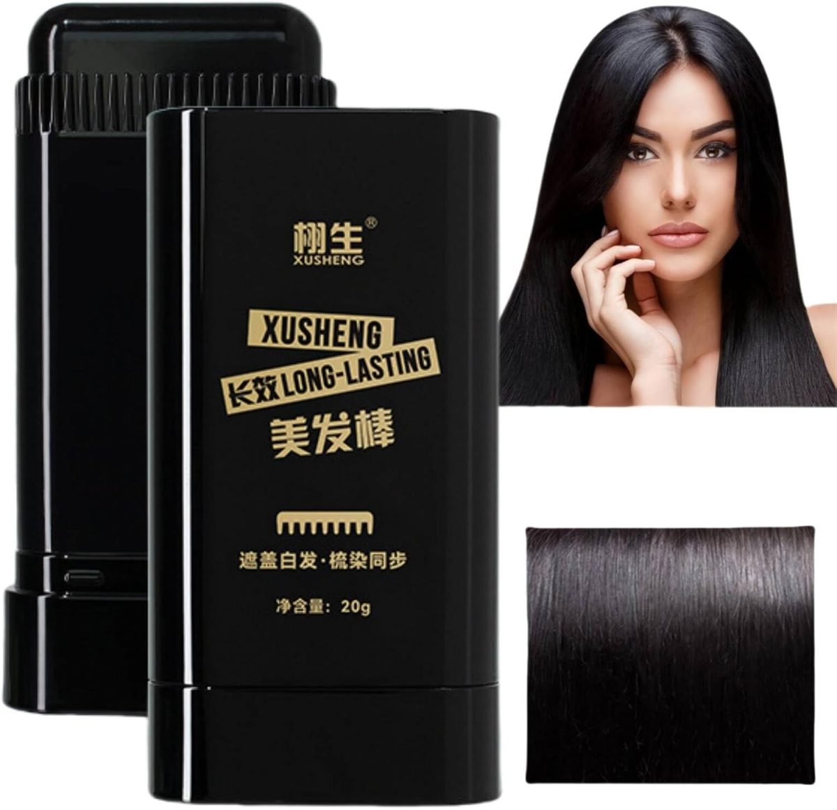 Safe and Convenient Comb Hair Dye,2-in-1 Hair Dye Comb,Fast-Acting Comb-Over D/ye,Waterproof and Sweat-Proof H/air D/ye C/omb,H/air Color Stick,Portable Ha/ir Colouring Cream(Black, 01#)