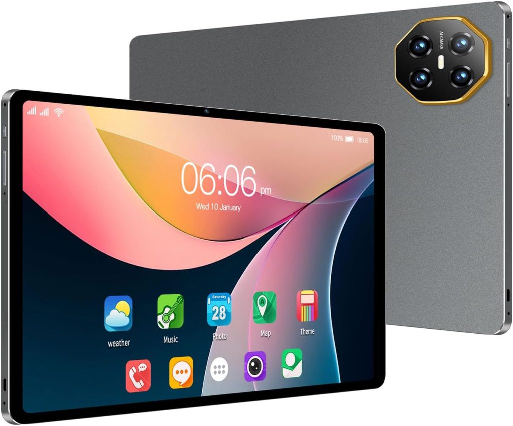 تابلت اندرويد 10.1 انش ثنائي شرائح الاتصال بذاكرة RAM 6GB وذاكرة روم 128GB وشاشة لمس IPS HD 1280×800 وبطارية 4000mAh وبلوتوث وكاميرا مزدوجة وجي ام اس وواي فاي من سي جي واي كيو (رمادي)