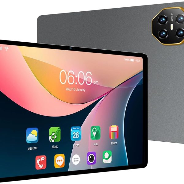 تابلت اندرويد 10.1 انش ثنائي شرائح الاتصال بذاكرة RAM 6GB وذاكرة روم 128GB وشاشة لمس IPS HD 1280×800 وبطارية 4000mAh وبلوتوث وكاميرا مزدوجة وجي ام اس وواي فاي من سي جي واي كيو (رمادي)