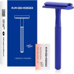 KINGHOOD Brass Single Blade Razor Safety Razor Metal Double Edge Razor One Blade Razor with 10 Blades Long Handle Weighted Eco-Friendly Reusable Razor