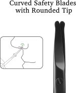 ⁦Oasisgalore Premium Nose Hair Scissors for Men Women, Facial Hair Small Grooming Scissors, Curved Safety Blades with Rounded Tip for Trimming Small Details Facial Hair, Ear Hair, Eyebrow - Black⁩ - الصورة ⁦5⁩