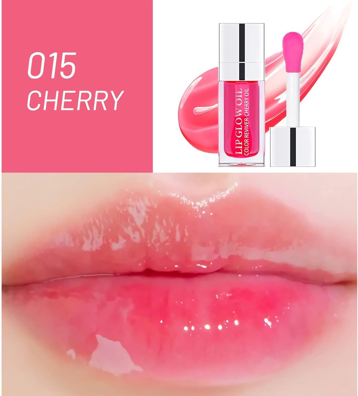 ⁦Minfei Plumping Lip Oil, Hydrating Gloss Tinted Balm Care Transparent Toot Oil Non-Sticky Nourishing Long Lasting Repairing Lightening Lines and Dry Lips(CHERRY) Cherry Red 0.07 Fl Oz (Pack of 15)⁩ - الصورة ⁦3⁩