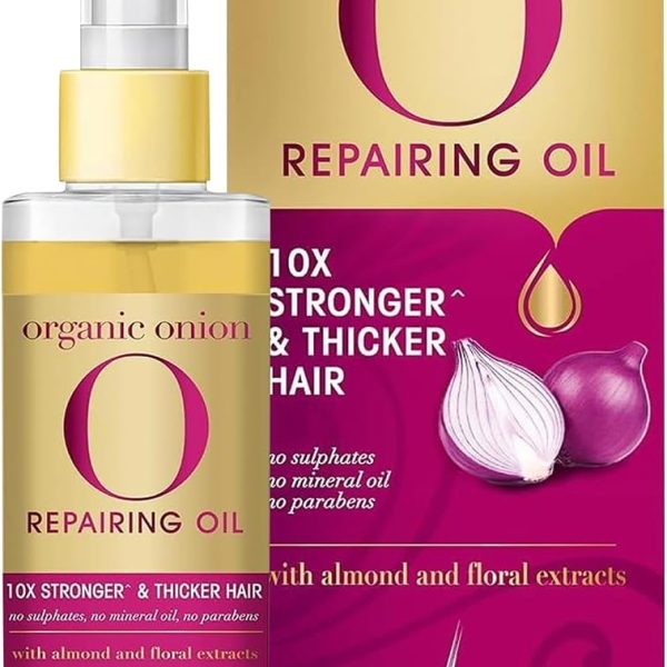Livon Organic Onion Repairing Serum Oil |For Stronger & Thicker Hair | Enriched with Almond & Floral Extracts | Sulphate & Paraben Free | Lightweight & Non Greasy | 100ml