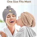 ⁦منشفة للشعر بتصميم ملتف مصنوعة من المايكروفايبر وسريعة الجفاف سبيريهوس بني قياس واحد ألياف دقيقة⁩ - الصورة ⁦5⁩