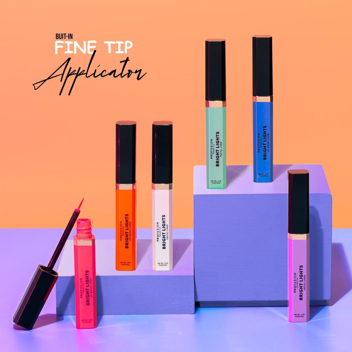 ⁦Profusion Cosmetics Bright Lights Neon & Pastel Graphic Liners, Blue⁩ - الصورة ⁦8⁩