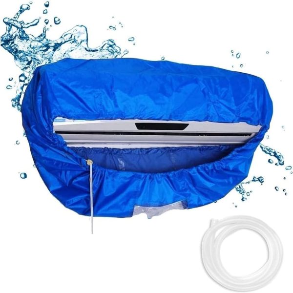 ZIMTAL Air Conditioning Cleaning Waterproof Cover with Drain Outlet, Protector Dust Washing Bag For Large Size (2P-3P) Wall Mounted AC Service with Pipe.