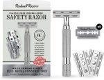 Rockwell Razors 6C White Chrome Double-Edge Safety Razor for Men and Women with 6 Adjustable Shave Settings and 5 Fully Recyclable Eco Razor Blades