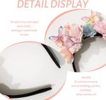 ⁦Boho Flower Headband for Women, Vintage Floral Hair Accessories, Wedding and Party Photo Props, Soft Fabric Elastic Headband, Elegant Retro Style Hairband for Girls and Ladies⁩ - الصورة ⁦3⁩