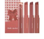 3 Colors Red Tube Lipstick, Labiales Mate Velvet Lipstick Moisturizer and Smooth, Long Lasting 24 Hours Waterproof, Set B