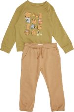 REDTAG Baby Boys And Brown Printed Jogging Suit (2 Piece)