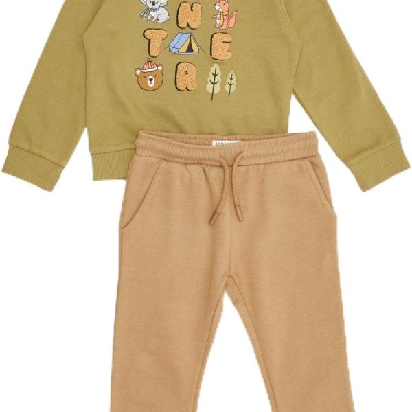 REDTAG Baby Boys And Brown Printed Jogging Suit (2 Piece)