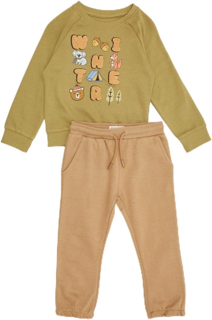 REDTAG Baby Boys And Brown Printed Jogging Suit (2 Piece)
