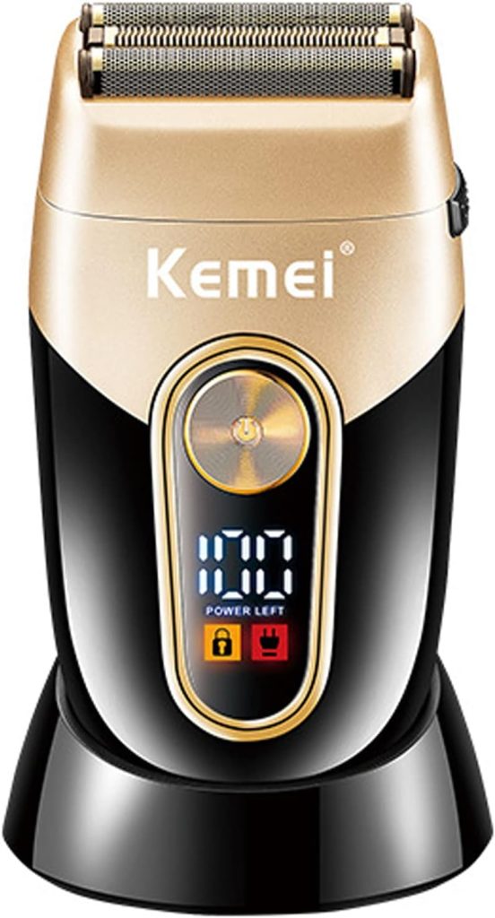 KEMEI Electric Shavers for Men, Cordless Foil Professional Barber Shavers, Reciprocating Twin Blade Razor Rechargeable Precision Beard Bald Head Trimmer with Display