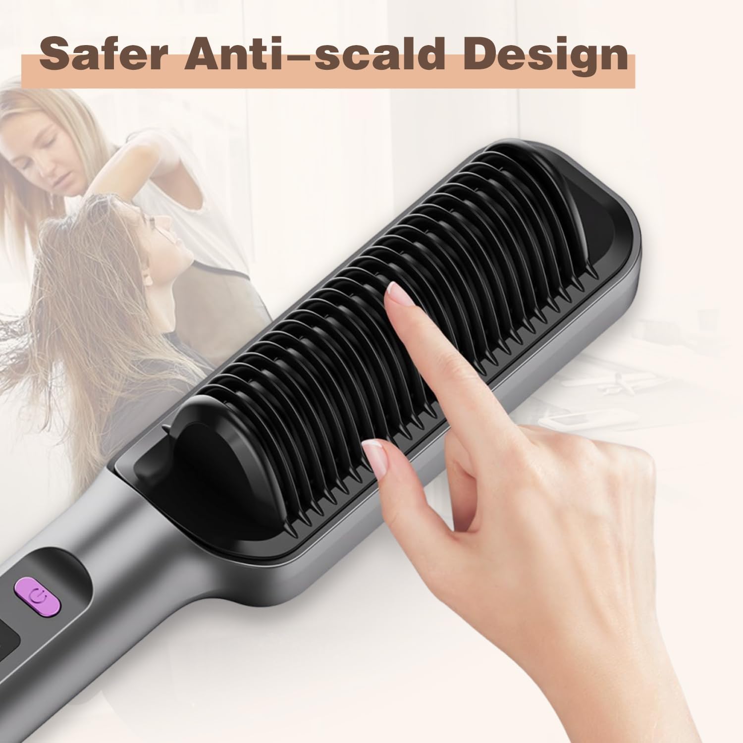 61z8-jGCDkL._AC_SL1500_.jpg فرشاة فرد الشعر من اي سي في في، مشط فرد الشعر الأيوني للنساء، مجموعة تسخين ودرجة حرارة سريعة لمدة 20 ثانية (80-230 درجة مئوية)، شاشة LED/مضادة للحروق، تصفيف الشعر في الصالون في المنزل - الصورة 5