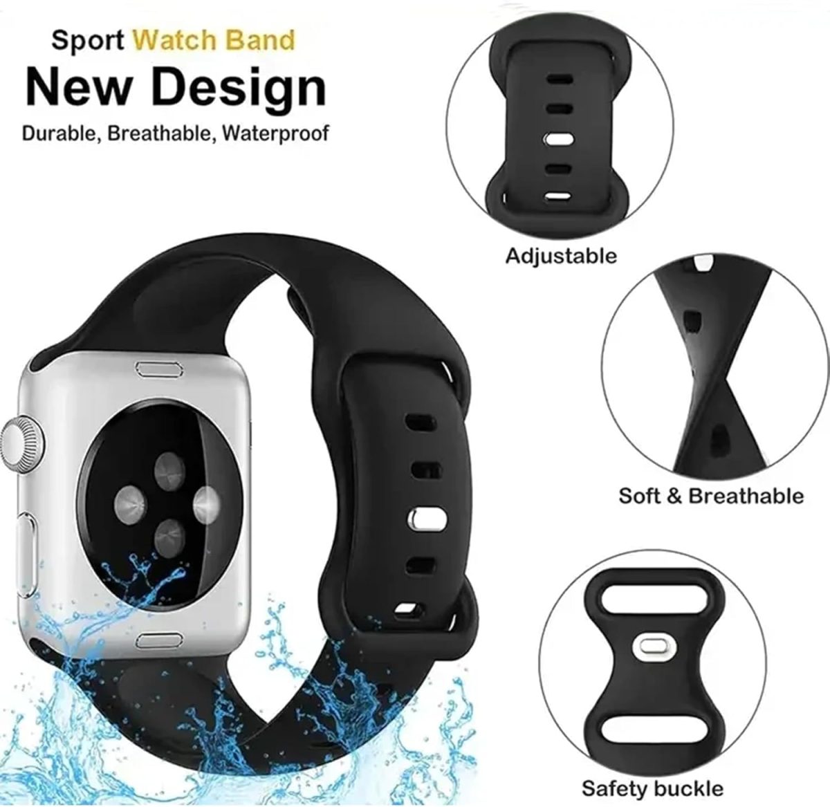 ⁦6 Pack Sport Bands Compatible for Apple Watch Bands 49mm 45mm 42mm 41mm 40mm 38mm⁩ - الصورة ⁦2⁩