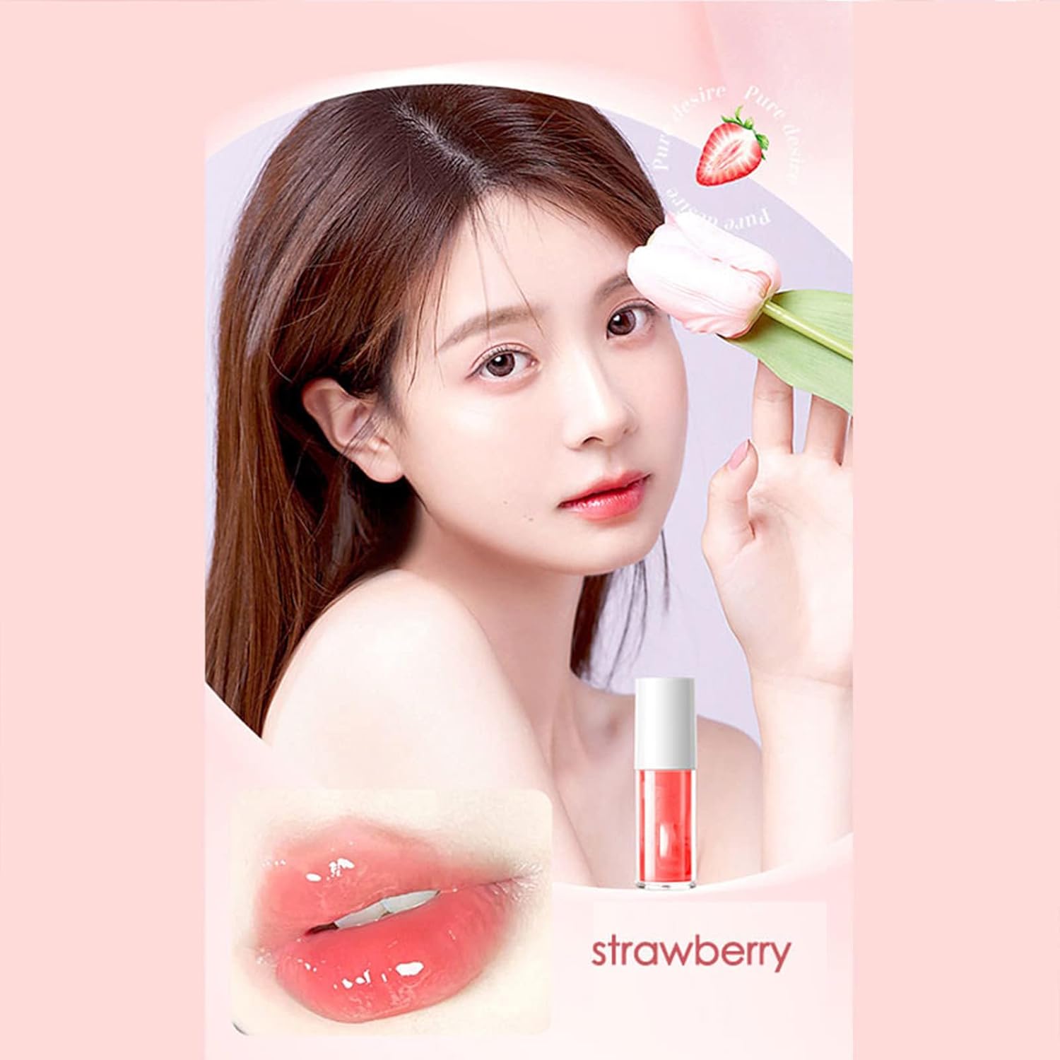 61zQxC67SL._AC_SL1500_.jpg ملمع شفاه بنكهة الفواكه، زيت مرطب يدوم طويلا في الفراولة والخوخ، مرطب شفاه مغذي للحصول على لمسة نهائية ناعمة ولامعة، قطعتين - الصورة 6