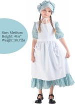 ⁦زي تنكري مستوحى من العصور القديمة للبنات، فستان براري بأكمام طويلة مزين بنمط زهور بتصميم مستوحى من الحقبة الاستعمارية للبنات بلون بينك من نووكي⁩ - الصورة ⁦2⁩