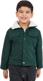 Styli Boys Front Flap Pocket Texture Thermal Lined Coat
