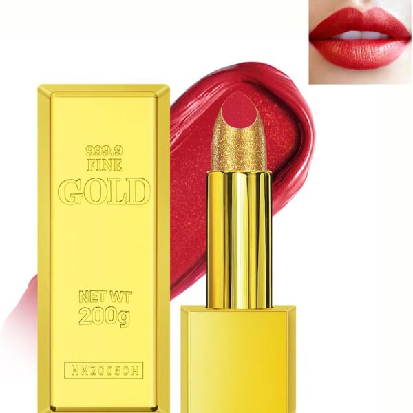احمر شفاه ذهبي، ملون شفاه مخملي نود احمر وزهري، لا يتلطخ ولا يبهت، ناعم يدوم طويلا غير لاصق، ملمع شفاه مقاوم للماء غير لامع، مكياج يومي للسيدات، مكياج اساسي للنساء