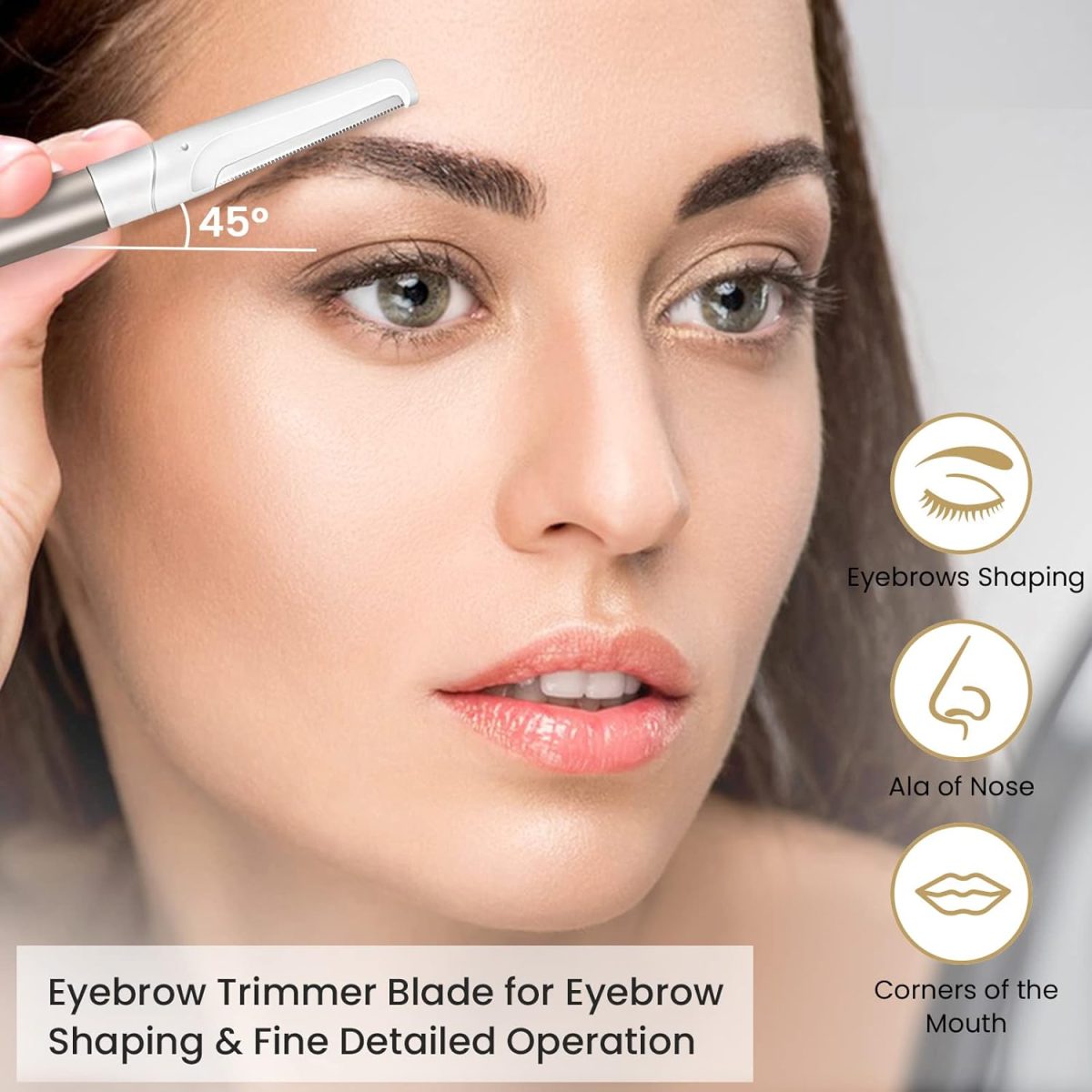 ⁦Dermaplaning Tool for Face Exfoliation, with 20 Replaceable Blades, Facial Shaver/Eyebrow Razor, Peach Fuzz Removal Eyebrow Shaper for Women, Easy to Use Dermaplaner Help Exfoliate and Smooth Skin⁩ - الصورة ⁦4⁩