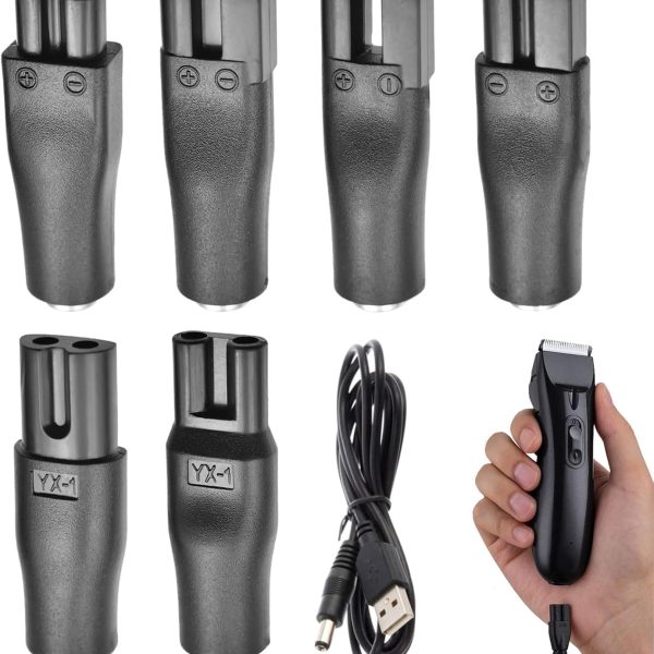 Shaver Charger, 6 Pcs Universal Shaver Converter, 6 Unique Head Shape Power Cord Supply Adapter, DC Connector, Beard Trimmer Charger, Men's Razor Charger Cable Kit, Multi-Functional Charging Solution