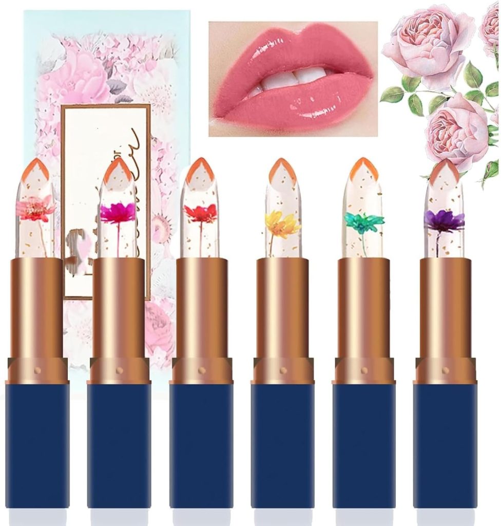 Clear Magic Color Jelly Lipstick, Crystal Jelly Flower Color Changing Moisturizing Lip Gloss, Crystal Aloe Vera Lip Balm, Long Lasting PH Clear Temperature Lip Stick