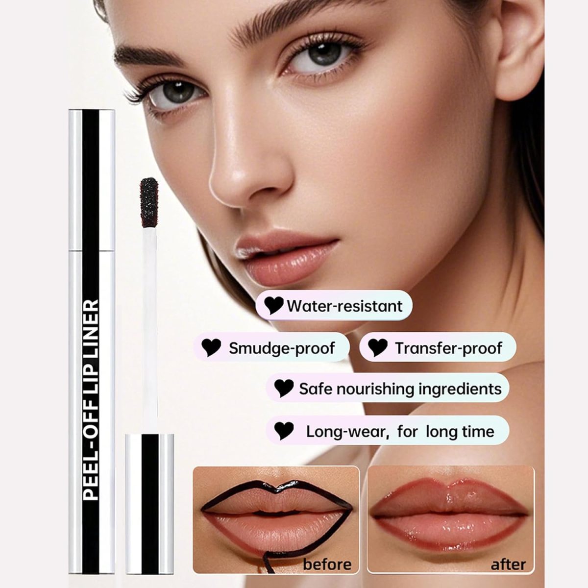⁦All-Day Wear Matte Peel Off Lip Stain Long Lasting Waterproof Lip Liner Highly Pigmented Non-Stick Lipstick Smudge-Proof Transfer-Proof (Mocha Smoke)⁩ - الصورة ⁦5⁩
