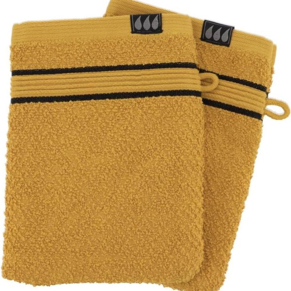 طقم قفازات حمام من القطن الفاخر مكون من قطعتين بلون أوكرى وأسود مقاس 15 × 21 سم AA7011123 من تيندانس