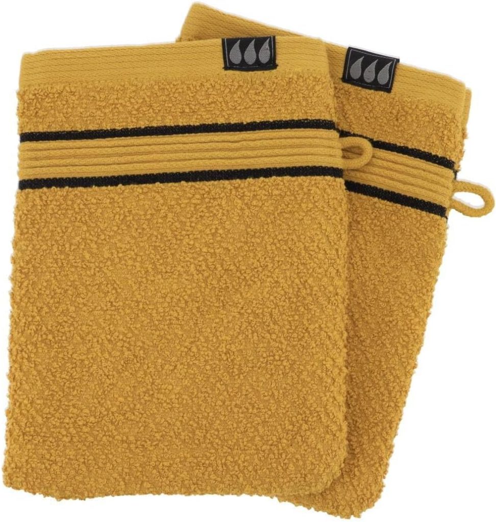 طقم قفازات حمام من القطن الفاخر مكون من قطعتين بلون أوكرى وأسود مقاس 15 × 21 سم AA7011123 من تيندانس