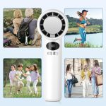 ⁦Portable Handheld Fan, 3000mAh Rechargeable Mini Turbo Fan with Digital Display, 13000 RPM High Speed, Speed Adjustable, Travel Essentials White⁩ - الصورة ⁦7⁩