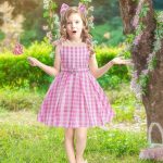 ⁦فستان الأميرة للبنات، زي الاميرة باربي، فستان بخصر منقوش باللون الزهري، أزياء تنكرية للأطفال، مع فيونكة وقلادة وسوار وخاتم وأقراط، لحفلات أعياد الميلاد للأطفال⁩ - الصورة ⁦7⁩