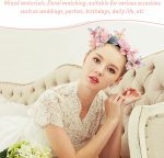 ⁦Boho Flower Headband for Women, Vintage Floral Hair Accessories, Wedding and Party Photo Props, Soft Fabric Elastic Headband, Elegant Retro Style Hairband for Girls and Ladies⁩ - الصورة ⁦4⁩