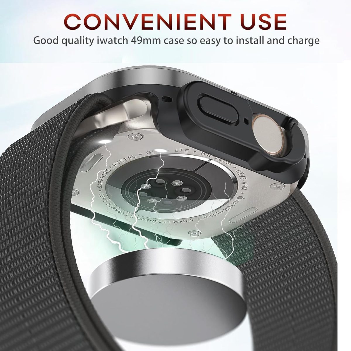 ⁦KASTWAVE Matte Metal Case Compatible with Apple Watch Ultra 49mm, Dual-Layer Design, Max Anti-Scratch & Military-Grade Protective Bumper, Watch Case for iWatch 49mm⁩ - الصورة ⁦4⁩