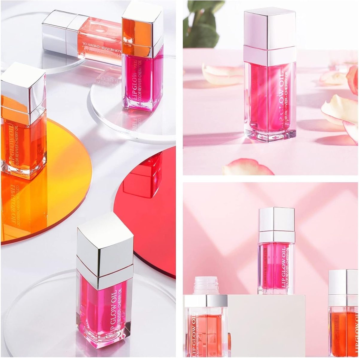 ⁦Minfei Plumping Lip Oil, Hydrating Lip Gloss Transparent Lip Blam, For Lip Care Plumping Lip Oil Not Sticky, Long Lasting Nourishing Create Glossy Shimmery Lips (Rose+Cherry Red)⁩ - الصورة ⁦6⁩