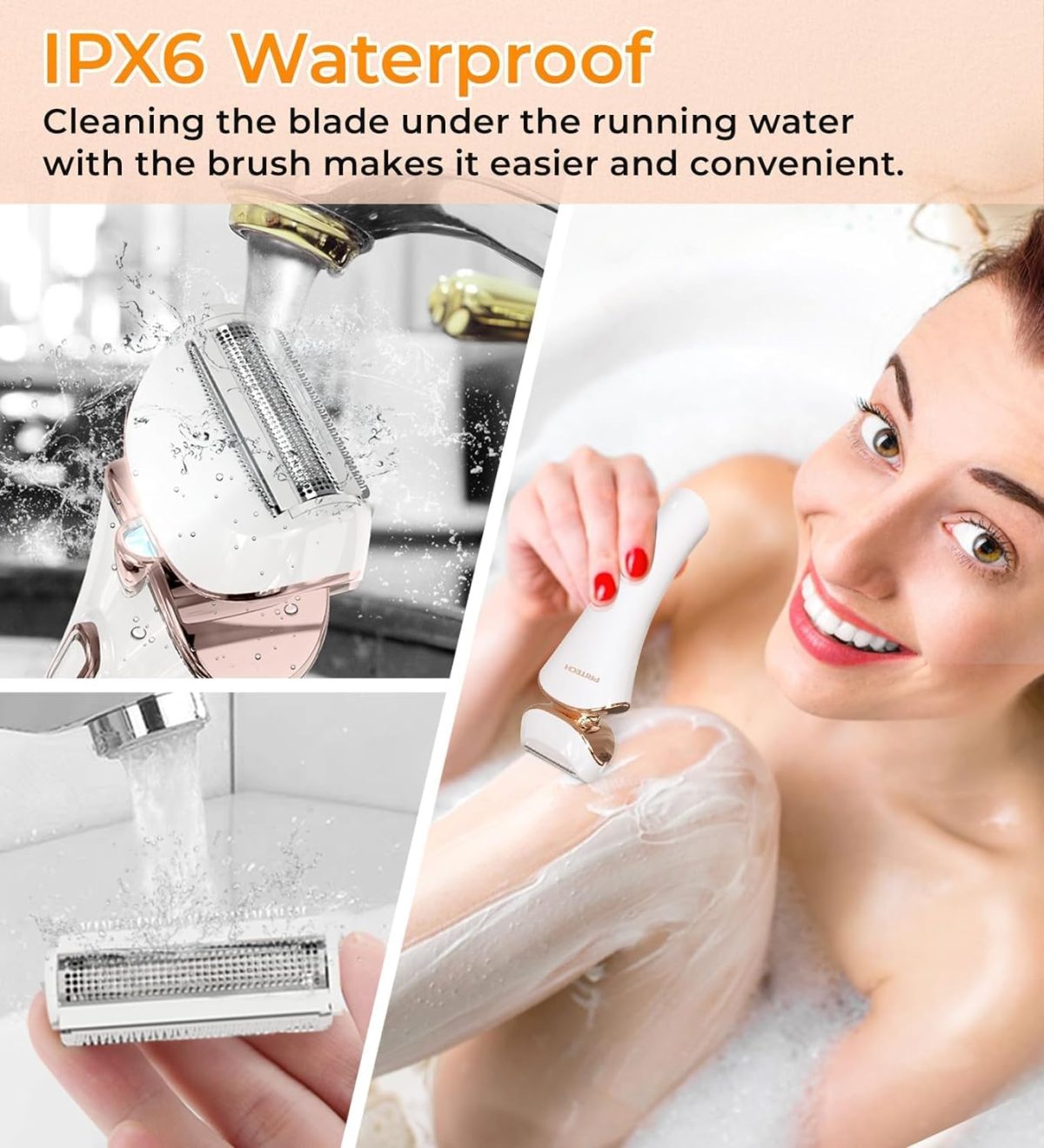 ⁦PRITECH Electric Shaver for Women,Ladies Shaver,Lady Razor for Legs,Arm,Underarm,Bikini,USB Rechargeable Razor Wet&Dry Cordless for Woman⁩ - الصورة ⁦5⁩