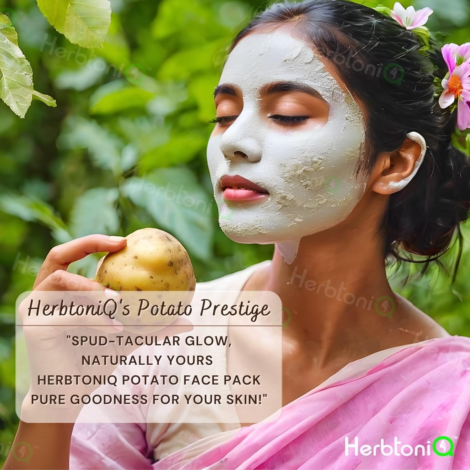 712JMwpILBL._AC_SL1500_.jpg Herbtoniq Potato Face Pack Powder for Skin Whitening, Acne Reduction, Tan Removal, Depigmentation, Reduce Spot and Dark Circle | Face Pack for Glowing Skin | Pure and Natural | Unisex | 200 Grams - الصورة 5