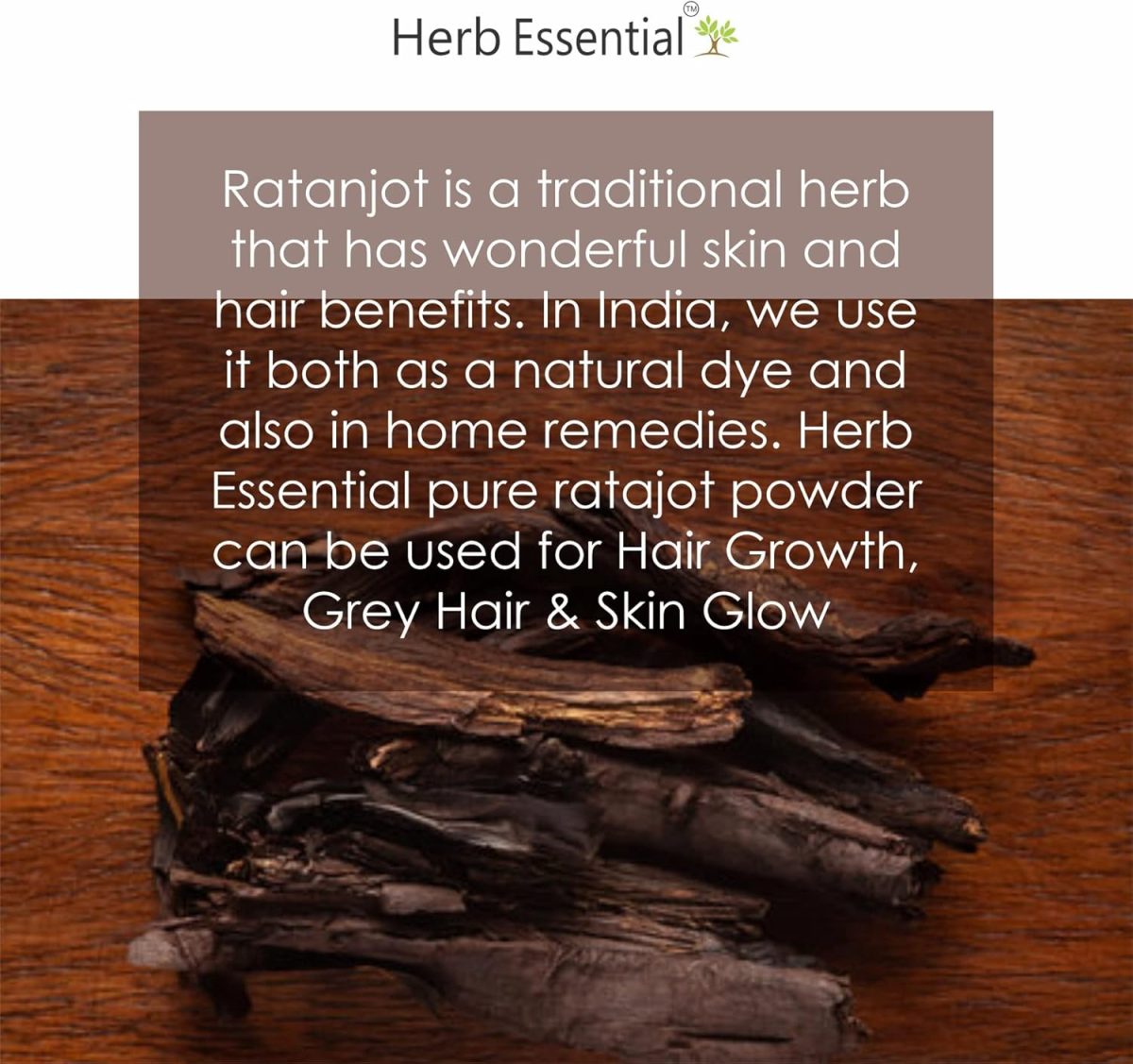 ⁦Herb Essential Ratanjot Powder Pack of 2(100g Each)|100% Pure Natural Alkanet Root for Hair Conditioning|Natural Shine & Skin Radiance|Vegan & Paraben-Free.⁩ - الصورة ⁦3⁩