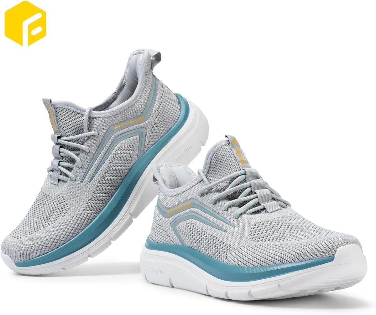 ⁦FitVille Men's Wide Walking Shoes Athletic Sneakers Lightweight Workout Slip-on Shoes for Flat Feet - Cloud Strider V1⁩ - الصورة ⁦6⁩