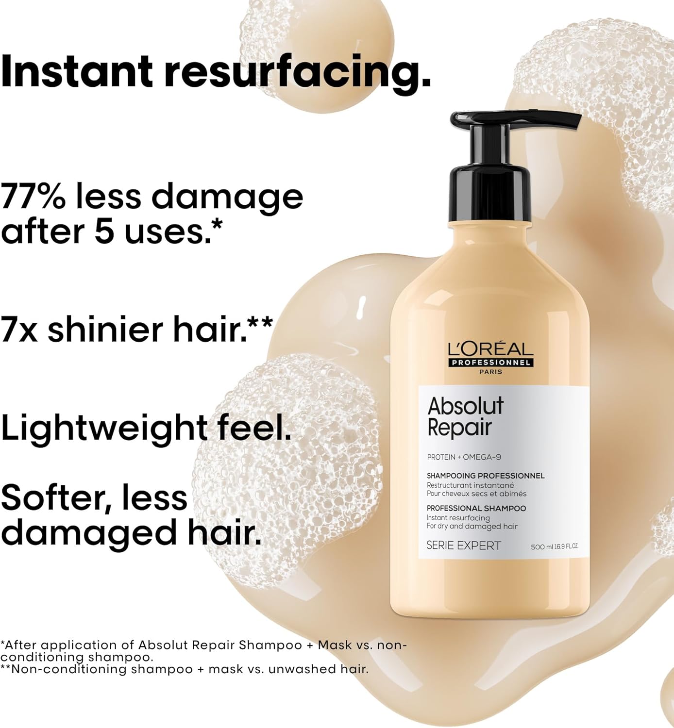 712c-wVYgRL._AC_SL1500_.jpg لوريال بروفيشنال شامبو اصلاح الشعر من ابسولوت | علاج بالبروتين | يصلح التلف ويوفر اللمعان | مع الكينوا والبروتينات | الجاف والتالف | 16.9 اونصة سائلة - الصورة 3