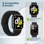 ⁦سوار ساعة رياضي مرن من النايلون متوافق مع ساعة شاومي مي باند 8 و9 برو/ريدمي ووتش 5/4، سوار ساعة رياضي بديل سريع الفك للرجال والنساء من قطعتين من ريلتينج⁩ - الصورة ⁦2⁩