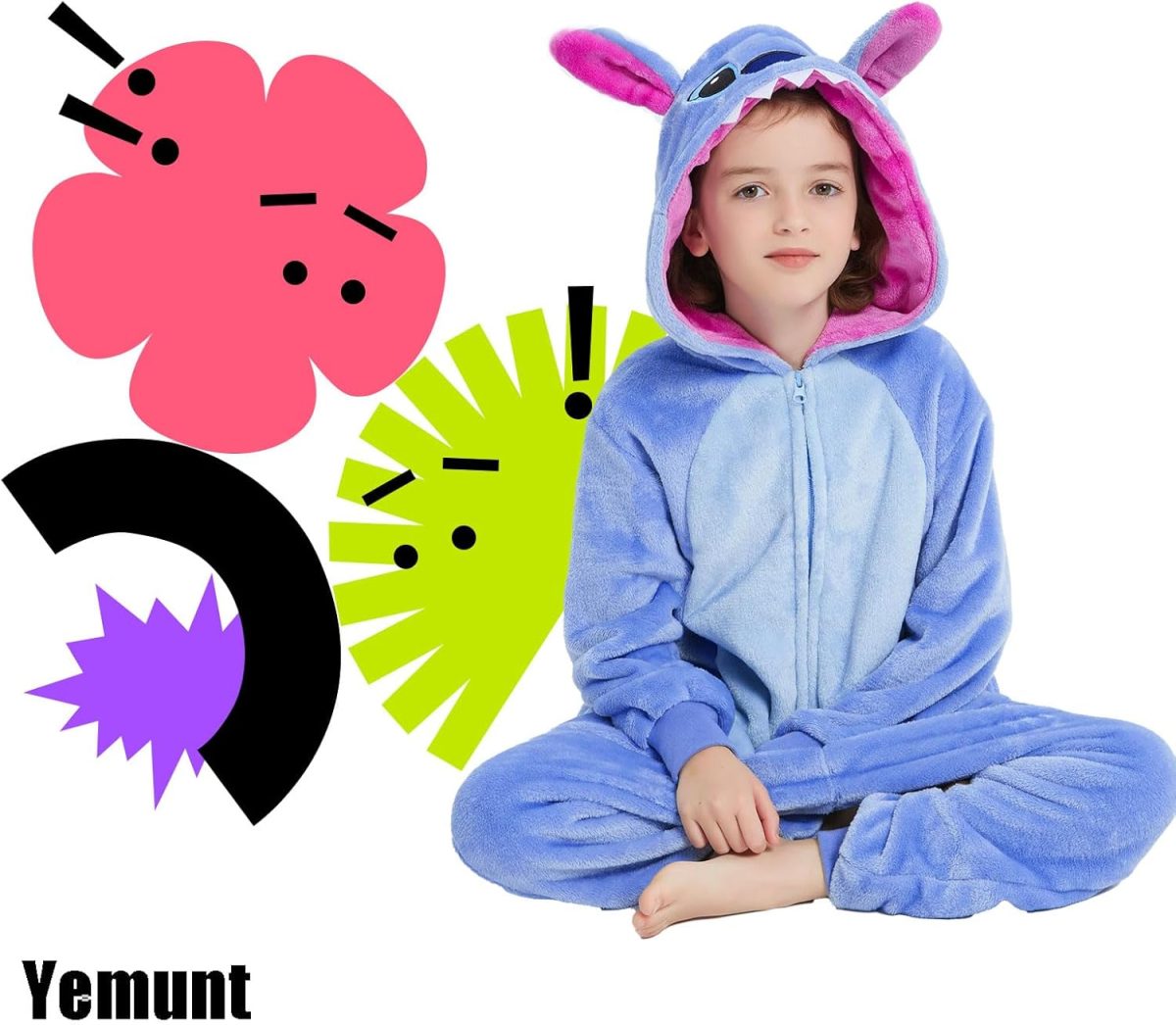 ⁦Yemnut Halloween Christmas Unisex Kids Flannel Cosplay Onesie Costume Outfit Suit for Girls and Boys⁩ - الصورة ⁦3⁩