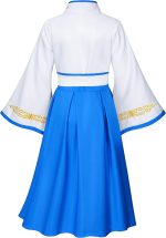 ⁦Asian Traditional Dress Kimono Robe for Kids Girls Costume Silk Folding Fans hairstick Cosplay⁩ - الصورة ⁦6⁩