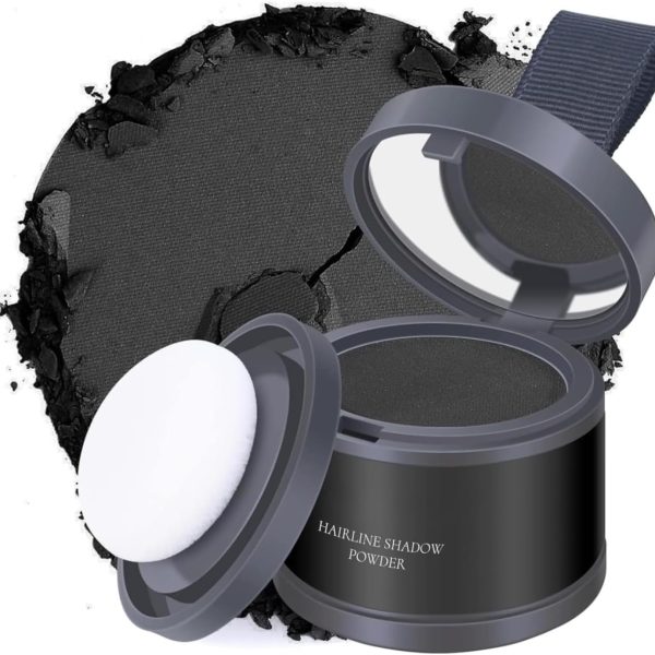 Hairline Powder Black, Hair Line Repair Powder, Hair Root Dye Touch-Up, Instantly Hair Color Shadow Cover Grey Hair, Thin Hair Powder for Women and Men, Bald Spots, Beard, Hair Root Powder Black