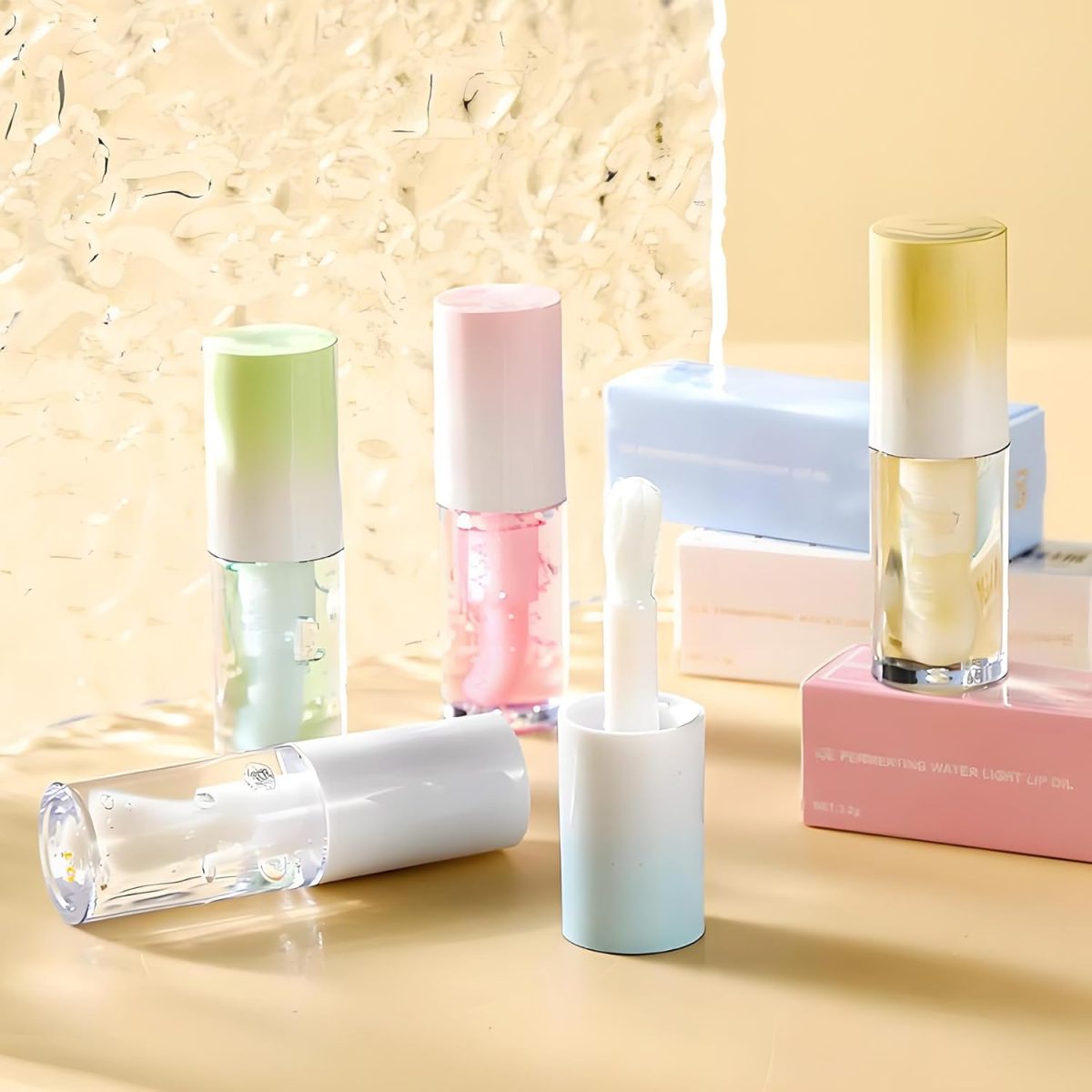 ⁦Fruity Glow Lip Oil Honey Melon Flavor Hydrating Clear Non-Sticky Lip Gloss for Dry Makeup Base Lipstick Make Up Lipgloss Gloss (Apple Flavor Lip Oil)⁩ - الصورة ⁦3⁩