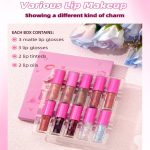 ⁦مجموعة احمر شفاه سائل مع 8 احمر شفاه مات و2 زيت شفاه مرطب، لون شفاه مرطب يدوم طويلا، ملمع شفاه مغذي بلمسة نهائية لامعة ومخملية مات لراحة طوال اليوم⁩ - الصورة ⁦4⁩