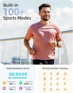 ⁦Parsonver Smart Watch for Men Women with Bluetooth Calls, 1.83" Fitness Tracker Watch 100+ Sport Modes IP68 Waterproof for Android iOS Phones with Blood Oxygen Heart Rate Sleep Monitor, Black⁩ - الصورة ⁦3⁩