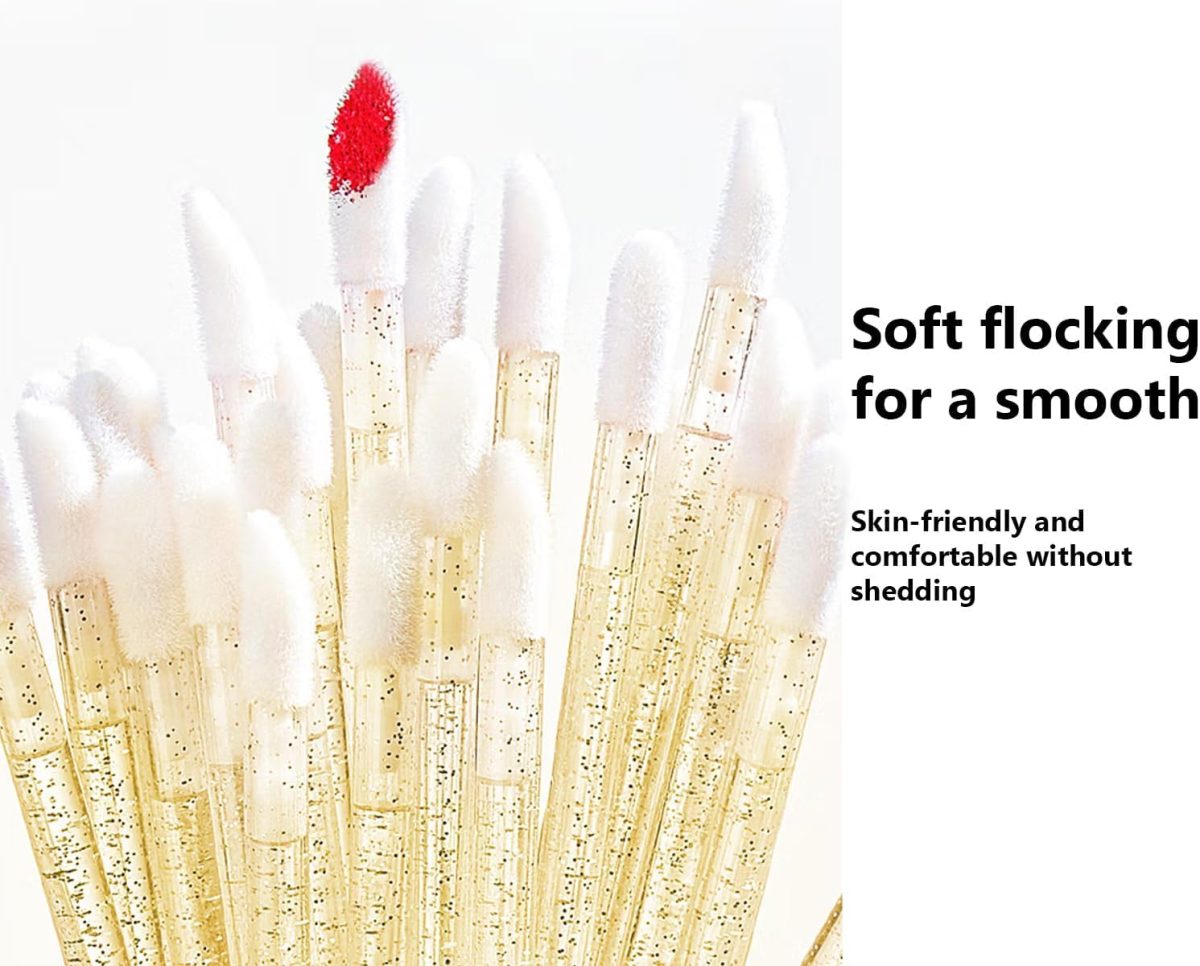 ⁦NALACAL Disposable Crystal Lip Brushes Stick, 100 Pcs Lip Gloss Brushes Lipstick Applicator, Makeup Beauty Brushes for Lipstick Lip Gloss Lip Mask Eyeshadow, Yellow⁩ - الصورة ⁦6⁩