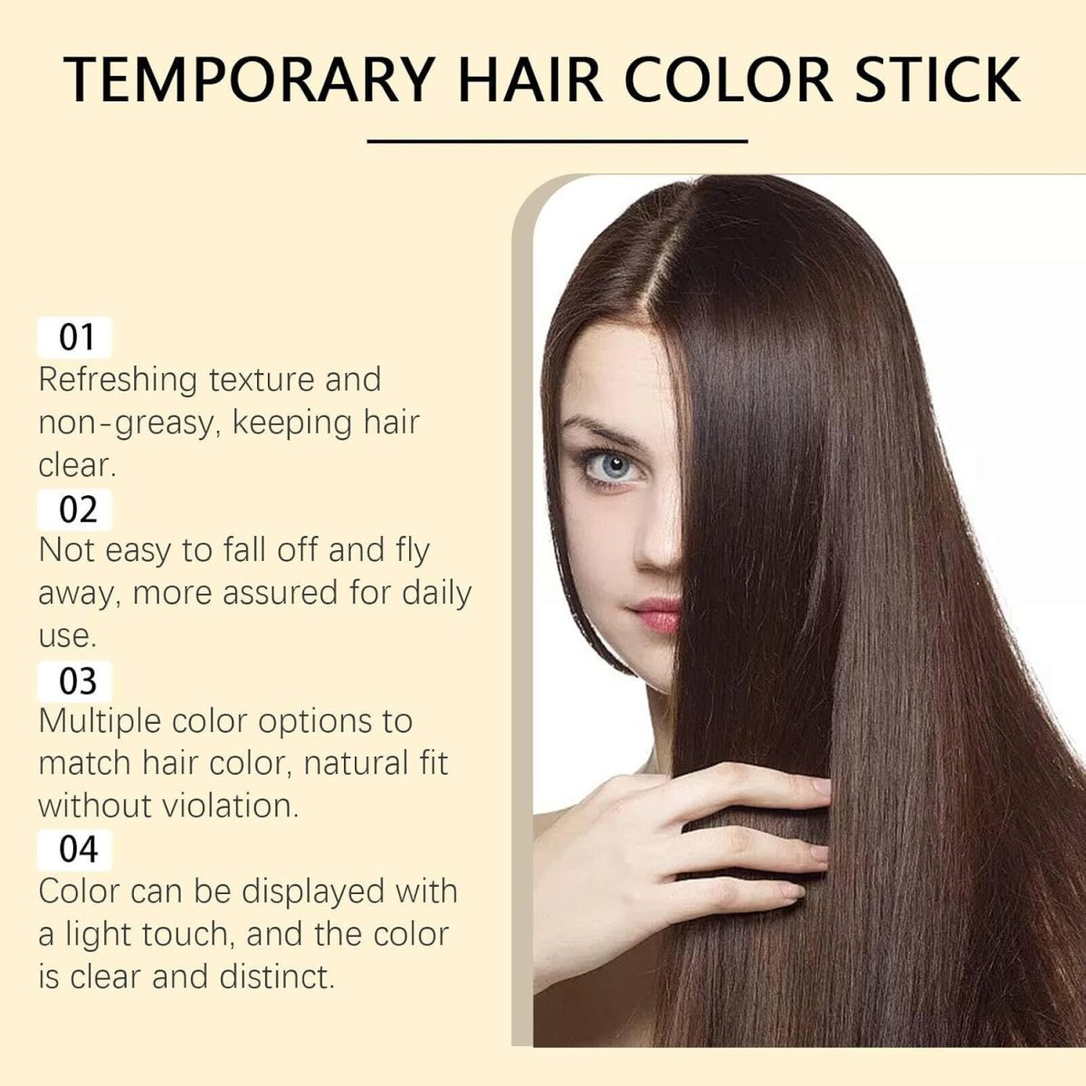 ⁦Safe and Convenient Comb Hair Dye,2-in-1 Hair Dye Comb,Fast-Acting Comb-Over D/ye,Waterproof and Sweat-Proof H/air D/ye C/omb,H/air Color Stick,Portable Ha/ir Colouring Cream(Black, 01#)⁩ - الصورة ⁦7⁩