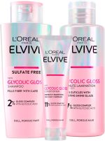 لوريال باريس بلسم جليكوليك جلوس من الفيف 150 مل + شامبو 200 + معالجة التصفيح في 5 دقائق للشعر الباهت والمسامي لمعان مكثف ودائم - 3 زجاجات