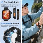 ⁦RUEKAN 2 Pack Screen Protector Case for Huawei Watch Fit 4 Pro, Hard PC Bumper Cover Built-in HD Tempered Glass Screen Protector Shell Cover (Black+Blue, Huawei Watch Fit 4 Pro)⁩ - الصورة ⁦6⁩